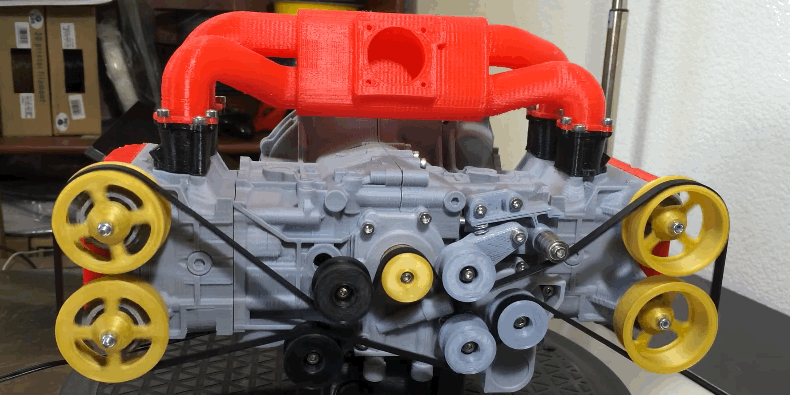 你見過3D打印汽車引擎么 斯巴魯EJ20全功能四缸引擎3D打印模型亮相